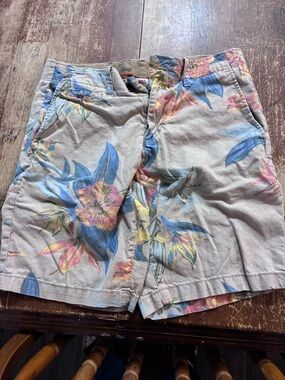 Floral Print Men’s Shorts - Pastel Pink with Blue & Yellow Flowers